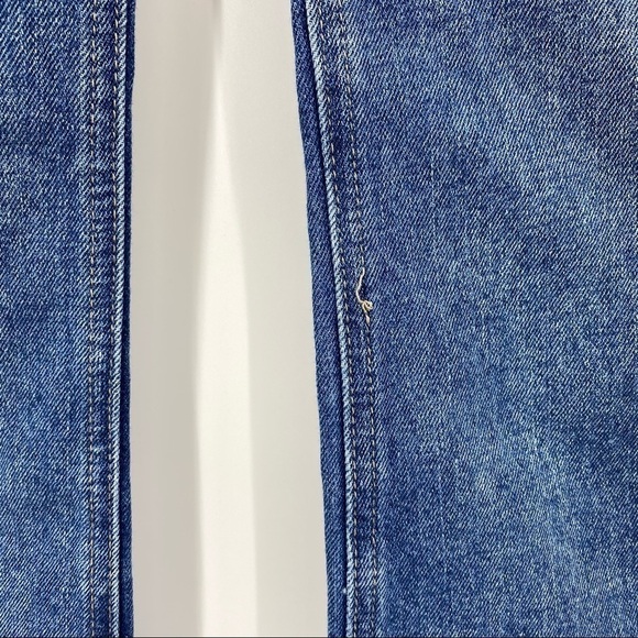 JBD Just Black Jeans Two Tone Wide Leg Cut Off Hem Raw Waist Crop Leg Size 27 - Picture 10 of 10